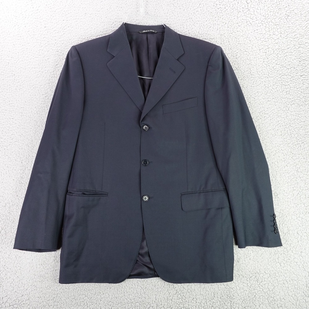 Canali Sport Coat Mens 38R Navy Blue Virgin Wool Italy 3-Button Blazer IT 48‎